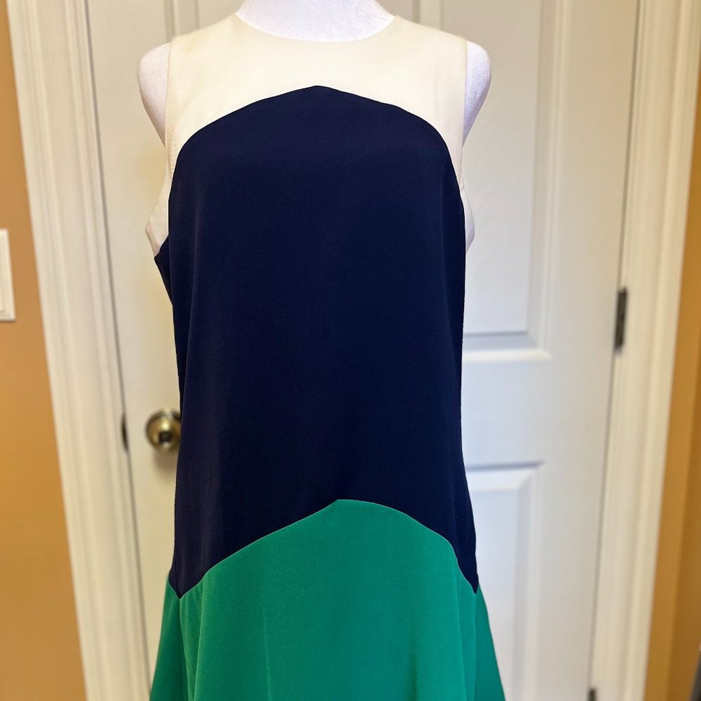 Jade white, navy and green dress